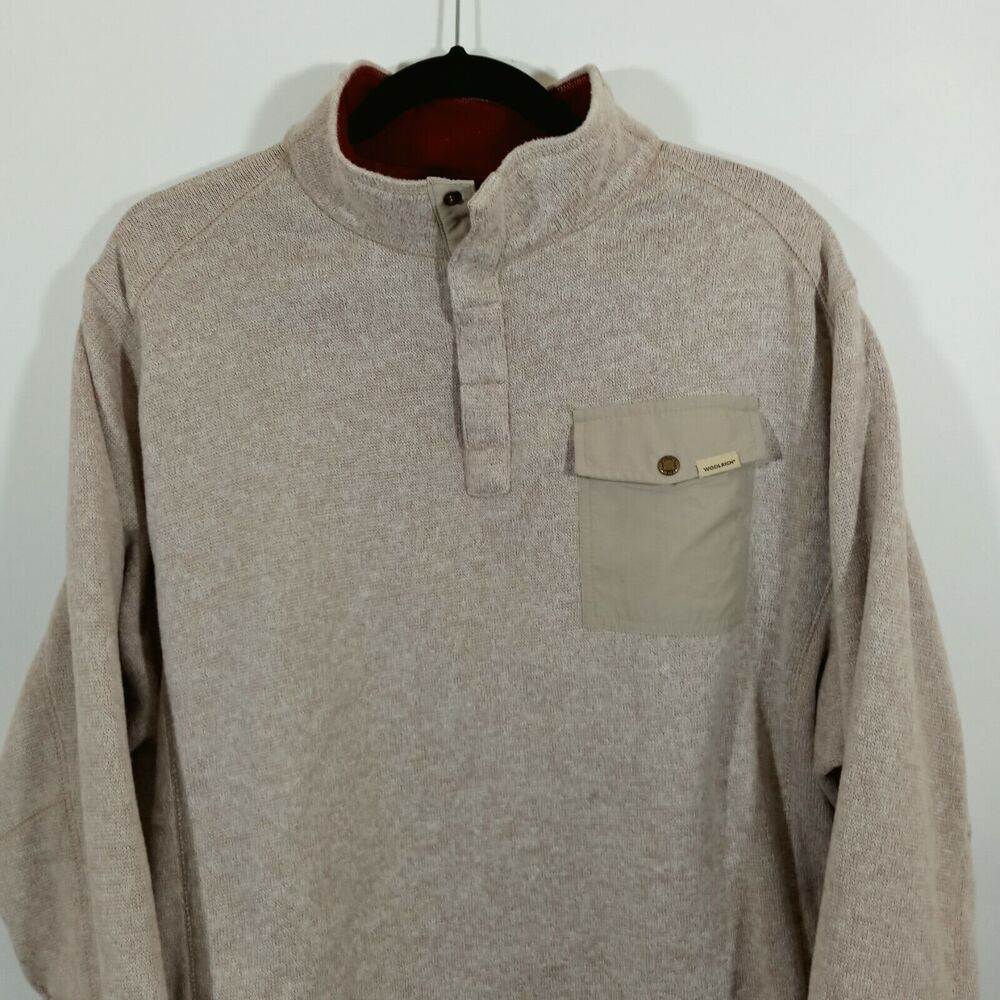 Men's WOOLRICH Beige Snap T Pullover Sweater Size XL - Picture 2 of 6
